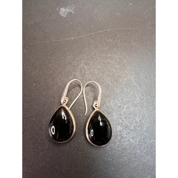 NEW Black onyx sterling silver teardrop earrings 7.49 grams - Picture 11 of 12